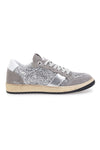 Pittarello Capsule Kelly silbergraue Leder-Sneaker mit Glitzerdetails Made in Italy