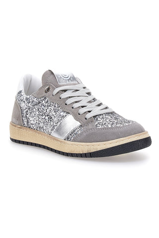 Pittarello Capsule Kelly silbergraue Leder-Sneaker mit Glitzerdetails Made in Italy