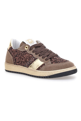 Sneakers marroni almond in pelle con dettagli glitter Pittarello Capsule Kelly Made in Italy