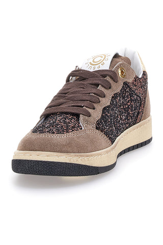 Sneakers marroni almond in pelle con dettagli glitter Pittarello Capsule Kelly Made in Italy
