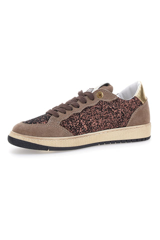 Sneakers marroni almond in pelle con dettagli glitter Pittarello Capsule Kelly Made in Italy