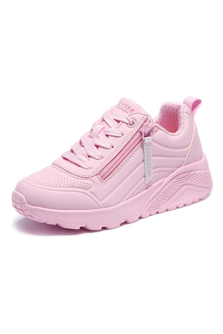 Skechers Uno Lite Easy Zip Pinke Plateau-Sneaker mit seitlichem Reißverschluss