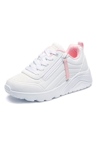 Skechers Uno Lite Easy Zip Weiße Sneaker mit seitlichem Reißverschluss und Plateau