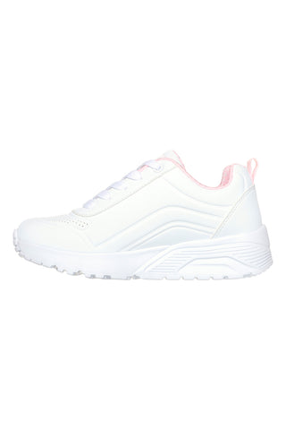 Skechers Uno Lite Easy Zip Weiße Sneaker mit seitlichem Reißverschluss und Plateau