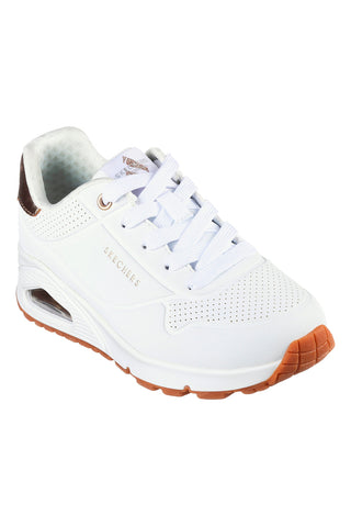 Weiße Sneakers mit Metalleinsätzen Skechers UNO Gen1 SHIMMER AWAY ESS STREET GIRLS