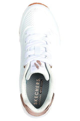 Weiße Sneakers mit Metalleinsätzen Skechers UNO Gen1 SHIMMER AWAY ESS STREET GIRLS