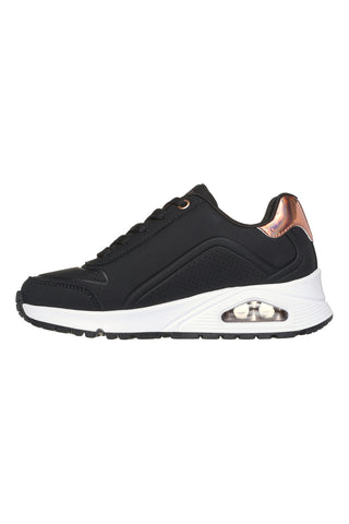 Schwarze Turnschuhe mit seitlichem Reißverschluss Skechers Uno gen1 zip und stride
