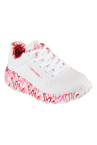 Weiße Sneakers mit bunten Herzen UNO Lite B Lovely Luv Skechers