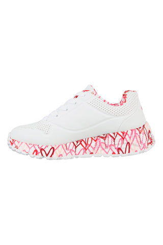 Weiße Sneakers mit bunten Herzen UNO Lite B Lovely Luv Skechers