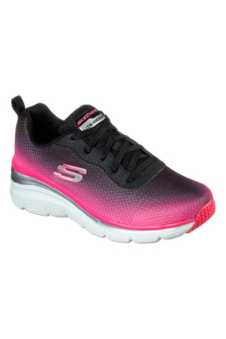Schwarz und rosa Sportschuhe mit Memory Foam Skechers Fashion Fit Build Up