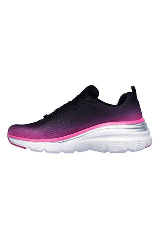 Schwarz und rosa Sportschuhe mit Memory Foam Skechers Fashion Fit Build Up