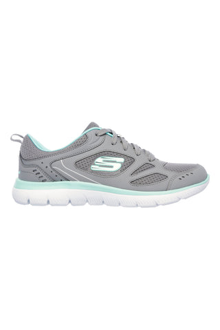 Sneakers grigie e verde acqua in pelle e mesh con Memory Foam Skechers Summits Suited