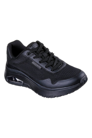 Black mesh sneakers with air sole and Memory Foam Skechers Uno Flex Spring On Air