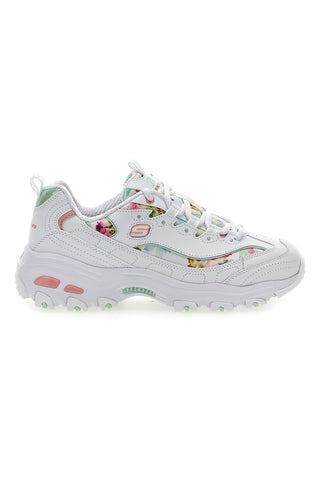 Weiße, mehrfarbige Sneakers Memory Foam Skechers D'lites Blooming Fields