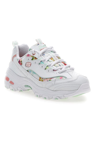 Weiße, mehrfarbige Sneakers Memory Foam Skechers D'lites Blooming Fields