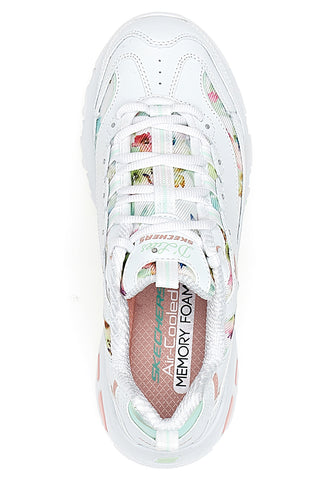 Weiße, mehrfarbige Sneakers Memory Foam Skechers D'lites Blooming Fields