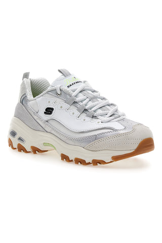Scarpe bianche con inserti iridescenti e Memory Foam Skechers D'Lites Dazzling Shine