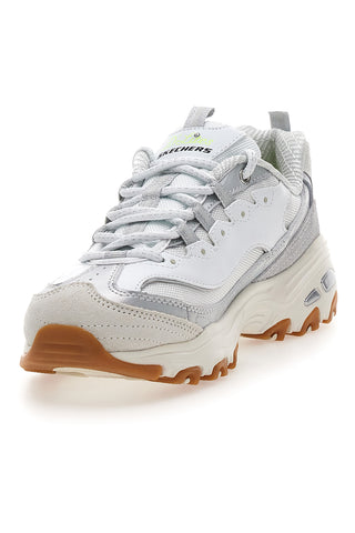 Scarpe bianche con inserti iridescenti e Memory Foam Skechers D'Lites Dazzling Shine
