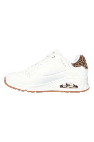 Sneakers bianche con memory foam e dettagli leopardati Skechers Uno Jungle Nite