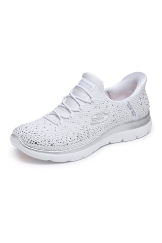 Scarpe slip ins bianco con strass in mesh Skechers Summits brilliant shine