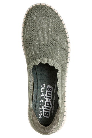 Olivgrüner Slipper aus perforiertem Strick Skechers WILSHIRE BLVD TRUE CHARM