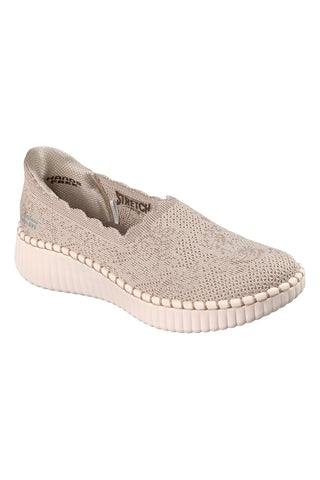 Slip on taupe in maglia traforata Skechers WILSHIRE BLVD TRUE CHARM