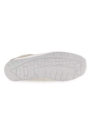 Sneakers Beige Bianco in pelle con lacci e zip Prima riga 21668FAST