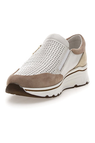 Beige Weißes Leder Slipper Turnschuhe Prima riga 24564GLAM