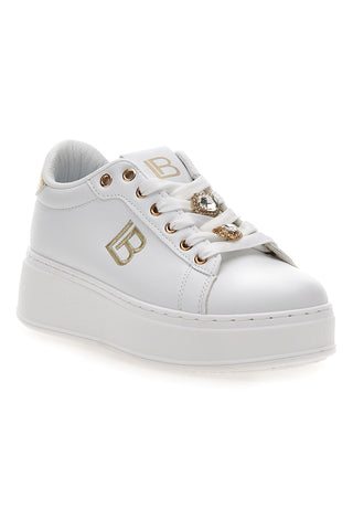 Sneakers bianche con charm gioiello e fondo alto Laura Biagiotti 9622M