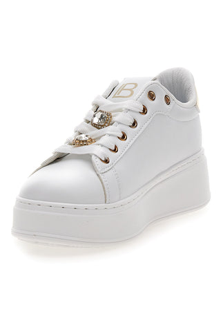Sneakers bianche con charm gioiello e fondo alto Laura Biagiotti 9622M