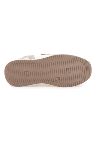 Beige Turnschuhe mit Strasssteinen und goldenen Einsätzen Laura biagiotti 9638