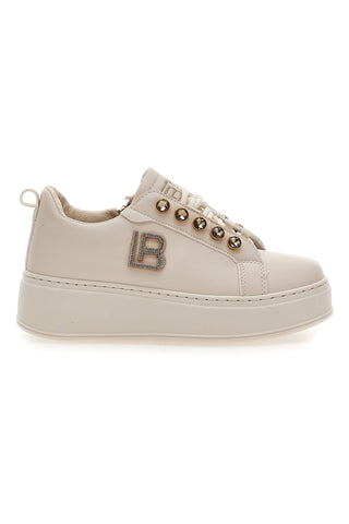 Sneakers beige con logo laterale e fondo alto Laura Biagiotti 9618