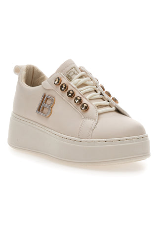 Beige Turnschuhe mit seitlichem Logo und hoher Sohle Laura Biagiotti 9618
