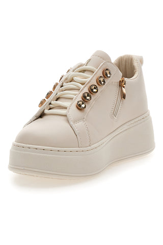 Beige Turnschuhe mit seitlichem Logo und hoher Sohle Laura Biagiotti 9618