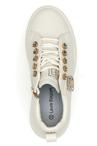 Beige Turnschuhe mit seitlichem Logo und hoher Sohle Laura Biagiotti 9618