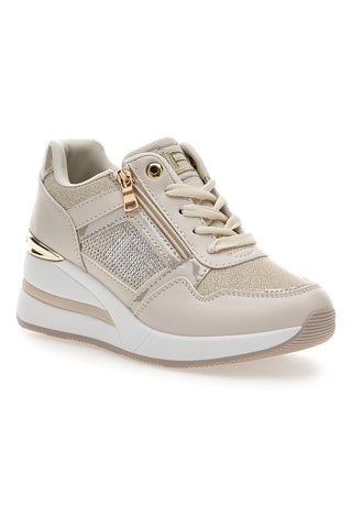 Beige Turnschuhe mit goldenem Einsatz Laura Biagiotti 9655