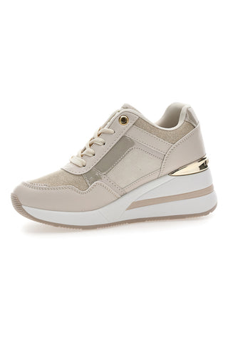 Beige Turnschuhe mit goldenem Einsatz Laura Biagiotti 9655
