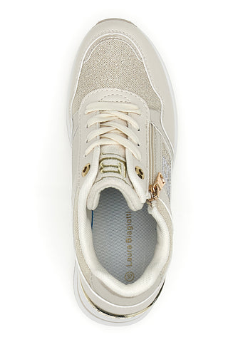 Beige Turnschuhe mit goldenem Einsatz Laura Biagiotti 9655