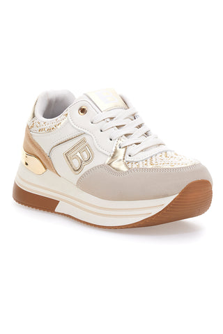 Sneakers beige con strass oro Laura Biagiotti 9640