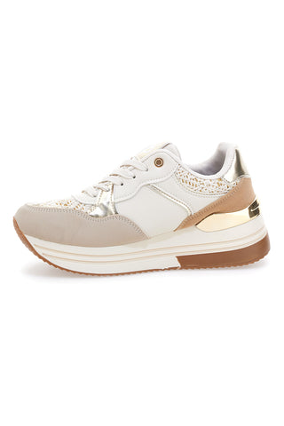 Sneakers beige con strass oro Laura Biagiotti 9640