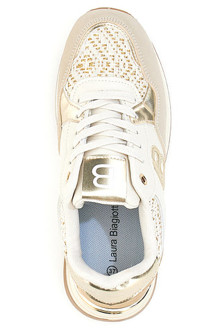 Sneakers beige con strass oro Laura Biagiotti 9640