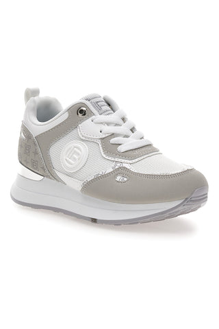 Weißer und grauer Turnschuh mit silbernen Einsätzen Laura Biagiotti 9623