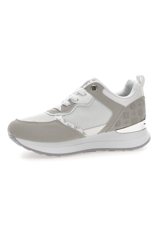 Weißer und grauer Turnschuh mit silbernen Einsätzen Laura Biagiotti 9623