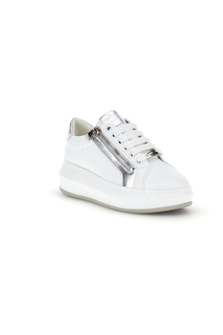 Weiße Turnschuhe mit seitlichem Reißverschluss Plattform Burani 52031C1396