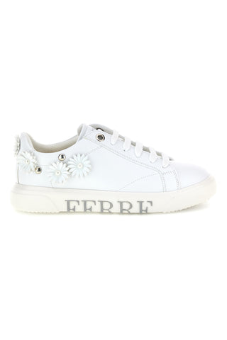 Sneakers bianche con applicazioni floreali Ferre F760