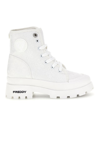 Weiße Plateaustiefel mit besticktem Schaft Freddy S2617FY7691