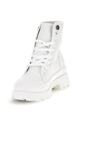 Weiße Plateaustiefel mit besticktem Schaft Freddy S2617FY7691