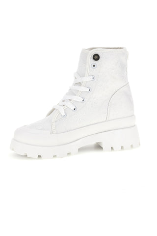 Weiße Plateaustiefel mit besticktem Schaft Freddy S2617FY7691