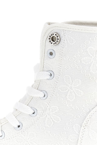 Weiße Plateaustiefel mit besticktem Schaft Freddy S2617FY7691