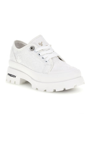 Sneakers bianco platform suoletta estraibile tomaia ricamata Freddy S2617FY7690